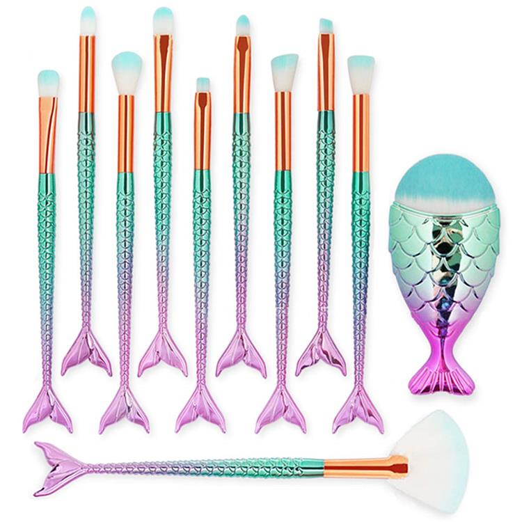 ست قلم مو آرایش آرایش صورت 3D Mermaid 11PCS Cosmetic Eyeshadow