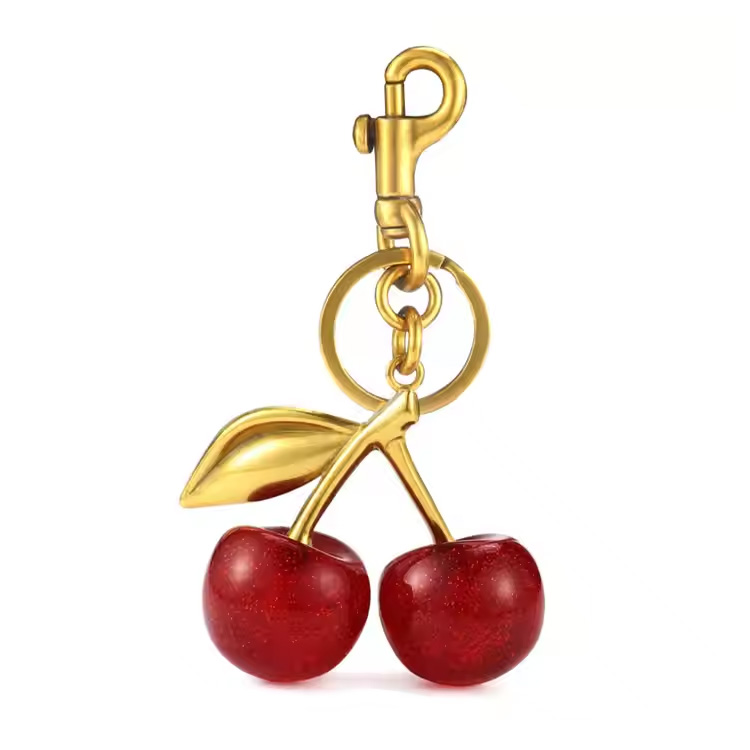 مد زنجیره کلید آویز تابستانی Cherry Crystal 3D Fashion