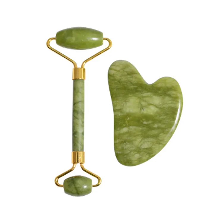 ماساژور با کیفیت بالا صورت Gua Sha Green Jade Roller