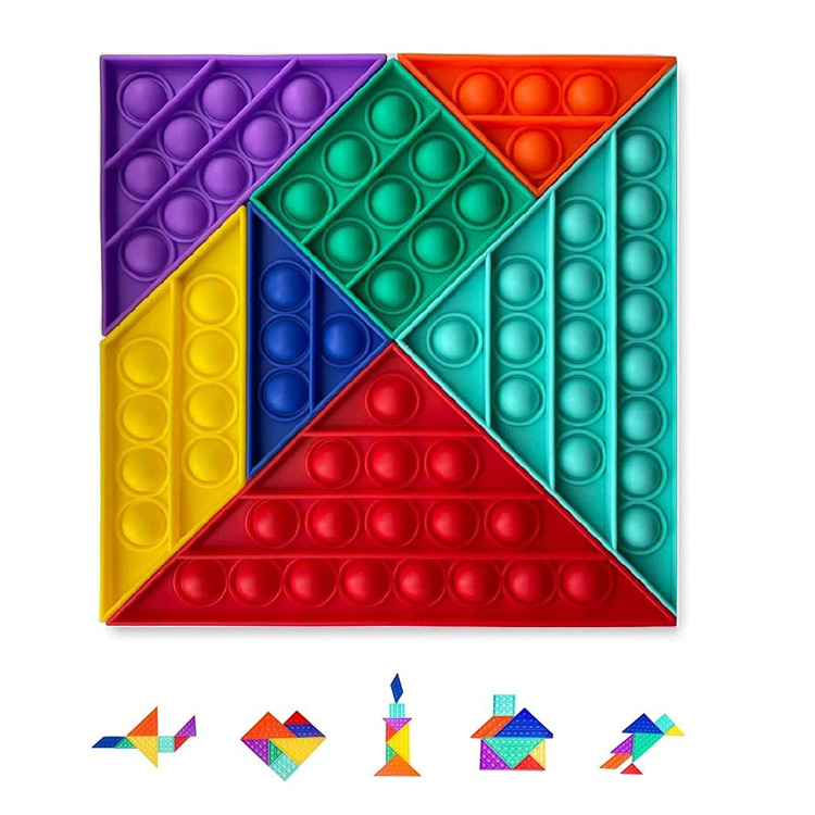 سیلیکون حسی Tangram Bubble Pop it Fidget Toy
