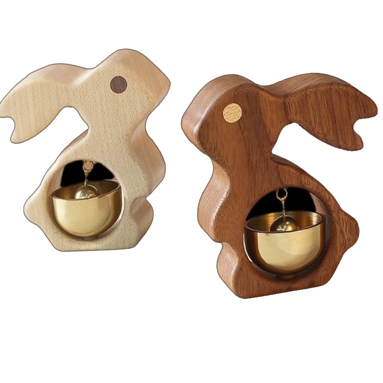 زنگ درب برنجی دست ساز آهنرباهای یخچال خرگوش چوب جامد